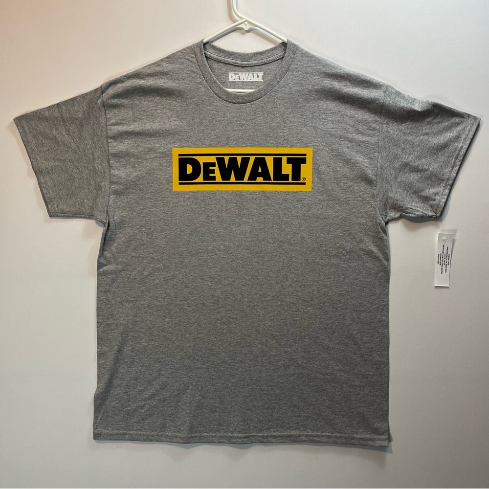 Dewalt Yellow Logo, Gray T-Shirt (Adult Size) 20V Power Tools Tee, New Condition